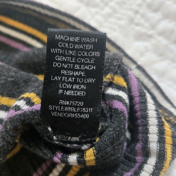 Buckle Black Womens Vest Top Button Purple‎ Yellow Striped 90s Y2K Preppy Medium - Picture 10 of 11
